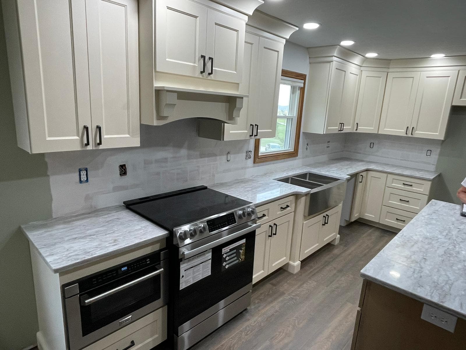 Grey Marble White Cabinet Kitchen